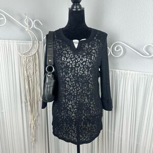 Y2k Grunge Derek Heart Plus Black Skull Print Sheer Top